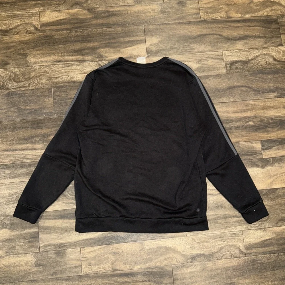 Adidas Fleece Crewneck Pullover Sweater Men's Size XL Black Logo Athletic Fit